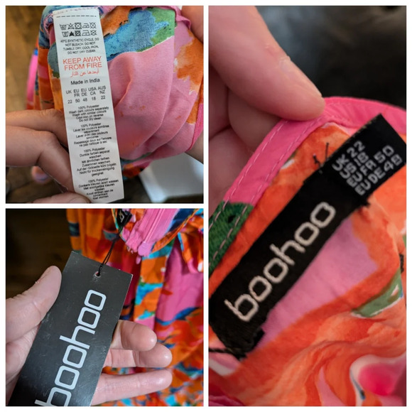 NWT Boohoo Bright Floral Floor Length Halter Dress Plus Size 18 - Picture 3 of 3